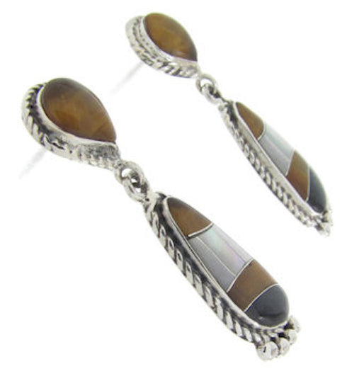 Multicolor Inlay Sterling Silver Southwest Earrings PS63103